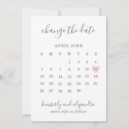 Enkel kalender Rosa hjärta Bröllop Ändra datum Meddelande