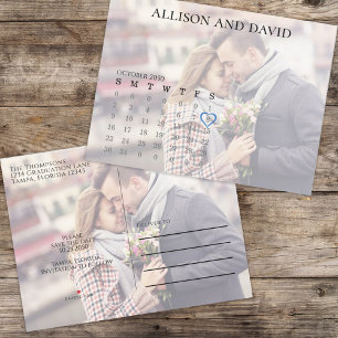 Enkel kalenderfotoöverlägg minimalistisk 6 rad meddelande vykort