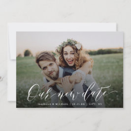 Enkel kalligrafi ändrar datumet Uppskjutet Inbjudningar