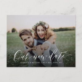 Enkel kalligrafi ändrar datumet Uppskjutet Vykort