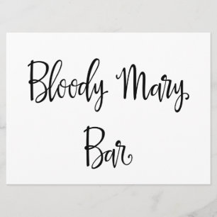 Enkel kalligrafi Bloody Mary bar vigselskylt Inbjudningar