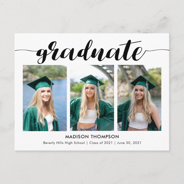 Enkel kalligrafi-examensfoto  Annonsering  Meddelande Vykort (Framsida)