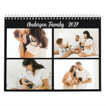 Enkel Kalligrafi Familjefoto Collage Svart
