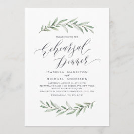 Enkel kalligrafi, grön repetitionsmiddag inbjudningar