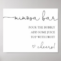 Enkel Kalligrafi Mimosa Bar Dricks Skylt