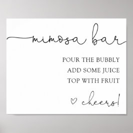 Enkel Kalligrafi Mimosa Bar Dricks Skylt