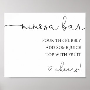 Enkel Kalligrafi Mimosa Bar Dricks Skylt