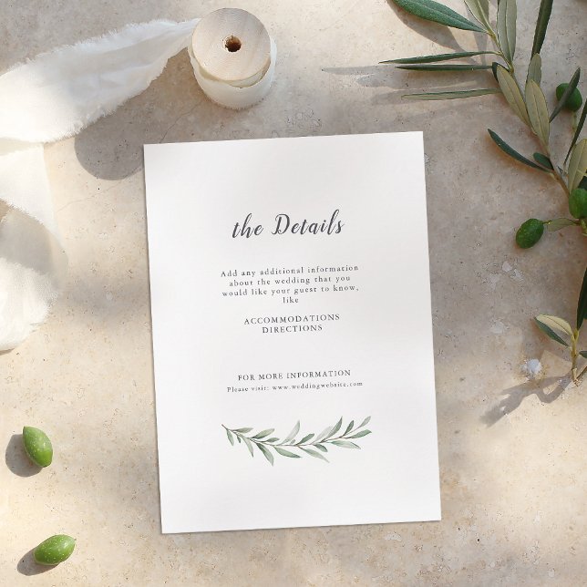 Enkel kalligrafi, rustik greenery bröllop tilläggskort (Simple calligraphy rustic greenery wedding enclosure card)