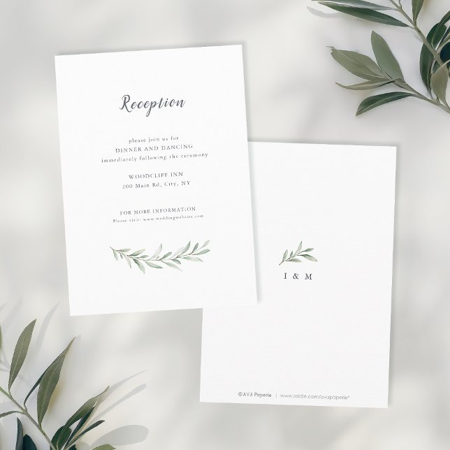 Enkel kalligrafi rustik grönska bröllop tilläggskort (Simple calligraphy rustic greenery wedding enclosure card)