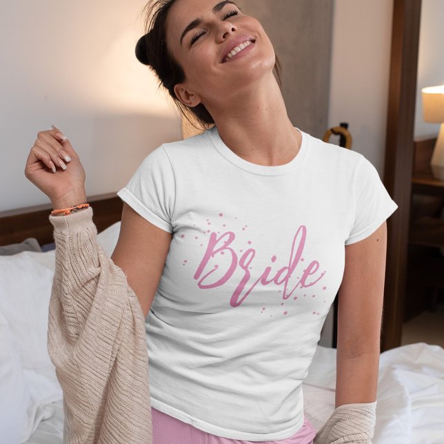 Enkel Kalligrafisk Brud Söt Skrift T Shirt (Whimsical Calligraphy Script Bride T-Shirt.)