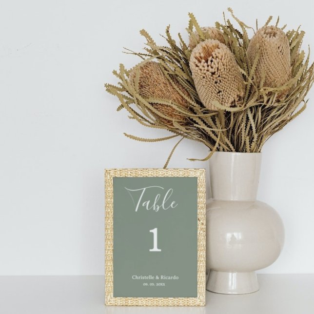 Enkel kalligrafiskript för gree sage bröllop bordsnummer (Skapare uppladdad)