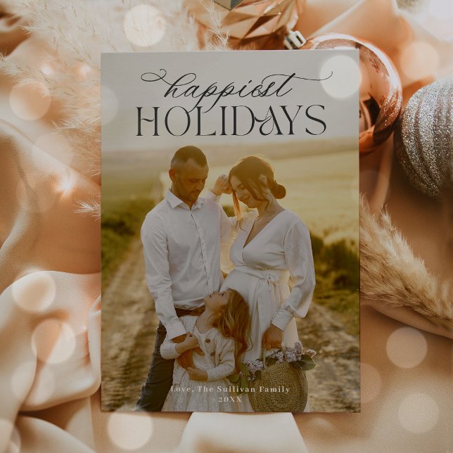 Enkel kalligrafiskripts modern minimalistisk foto julkort (Skapare uppladdad)