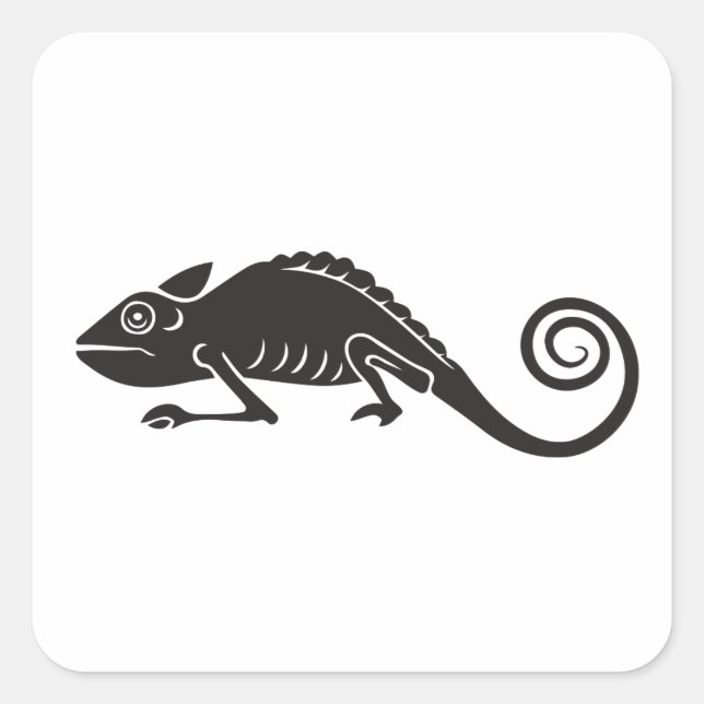 enkel kameleon fyrkantigt klistermärke (Framsida)