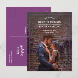 Enkel kant Foto Bröllop Spara datum Meddelande Vykort