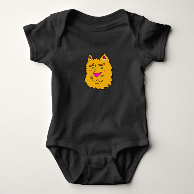 Enkel Katt Ansikte Baby Tröja (Framsida)
