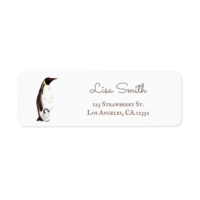 Enkel Kejsarpenguin Returadress Etikett (Framsidan)