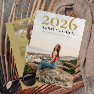 Enkel klass 2025 Två foto - Olive Studenten Inbjudningar