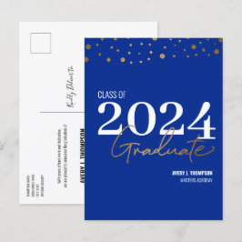 Enkel klass för 2024 Student Blue Personlig Meddelande Vykort