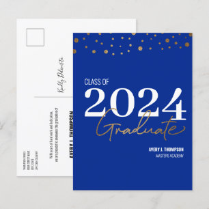 Enkel klass för 2024 Student Blue Personlig Meddelande Vykort