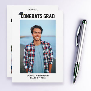 Enkel klass för Grad Photos & Cap Party-inbjudan Inbjudningar