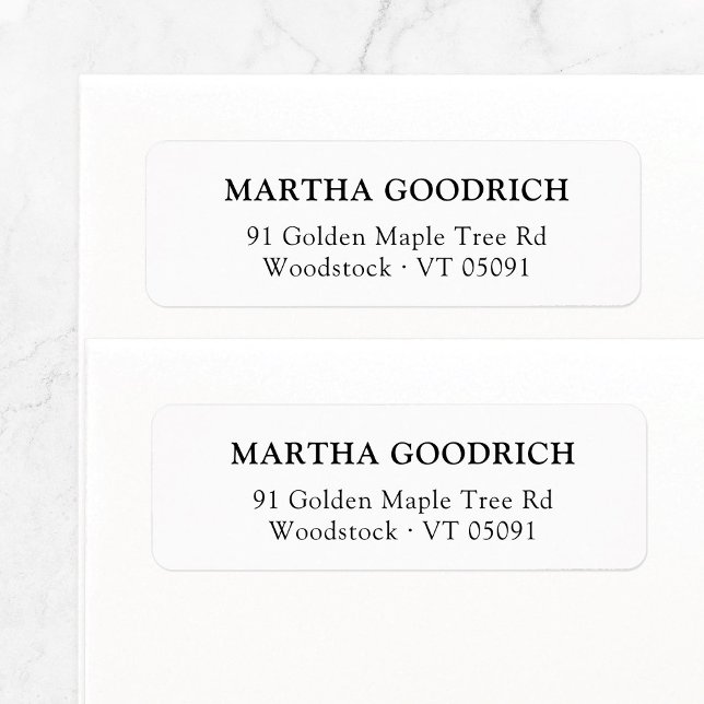 Enkel klassi Elegant 12 Returadress Etikett (Simple, basic return address label features classic, stylish and contemporary typeface.)