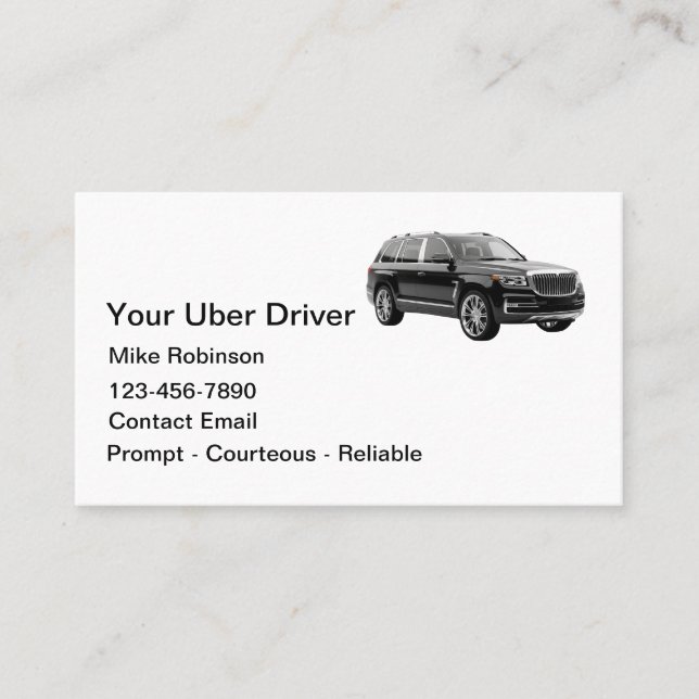 Enkel Klassig Uber Förarens Ride Hailing Visitkort (Framsida)