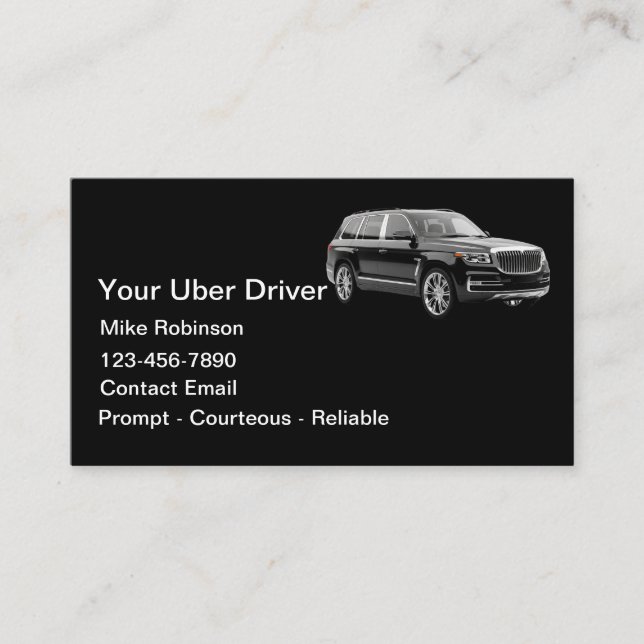 Enkel Klassig Uber Förarens Ride Hailing Visitkort (Framsida)