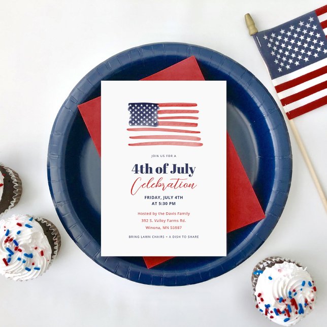 Enkel klassisk amerikansk Flagga 4 juli Party Inbjudningar (Skapare uppladdad)