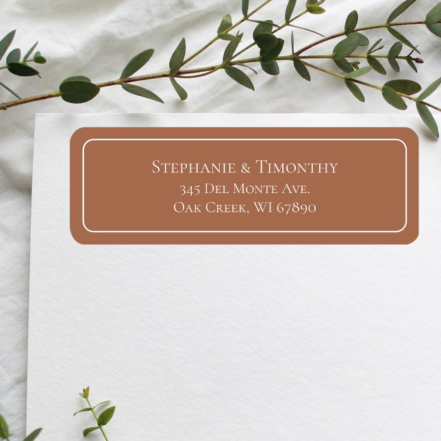 Enkel klassisk Bröllop Terracotta Returadress Returadress Etikett (Effortlessly manage wedding correspondence with our simple return labels, ensuring seamless mailing.)