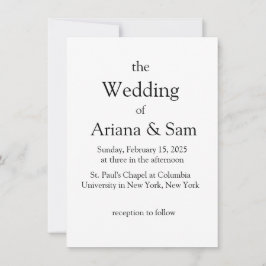 Enkel klassisk bröllopsinbjudan inbjudningar