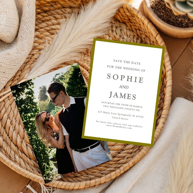 Enkel klassisk chic färg save the date  Bröllop Inbjudningar (Skapare uppladdad)