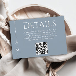 Enkel klassisk Dusty Blue - Monogram - detalj QR-k Tilläggskort