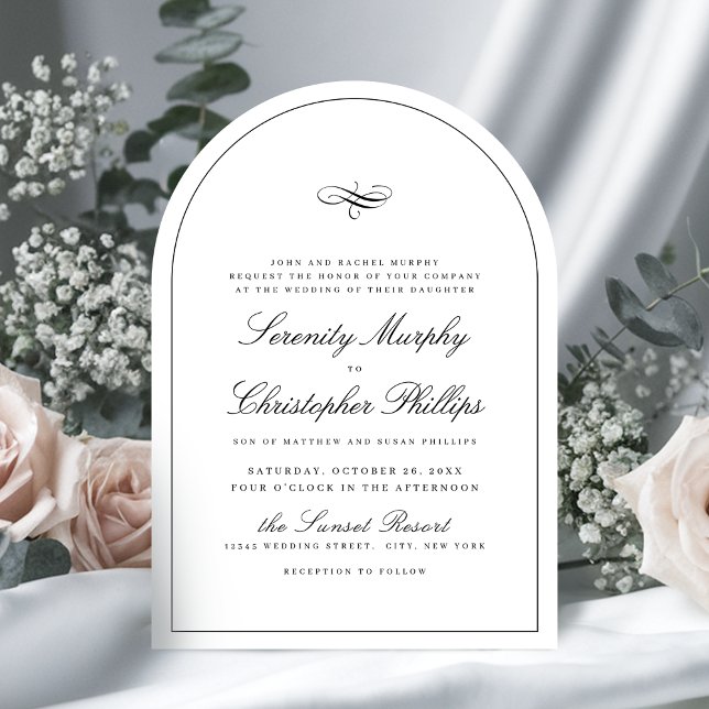 Enkel klassisk Elegance-skript Arch Bröllop Inbjudningar (Simple Classic Elegance Script Arch Wedding Invitation)