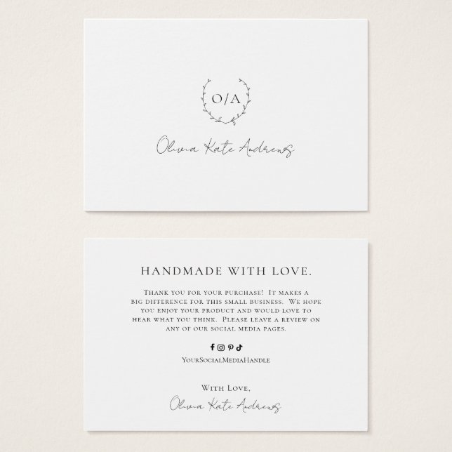 Enkel klassisk Elegant av andedräkt i monogram Visitkort (Framsida & baksida)