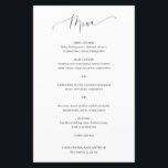 Enkel klassisk Elegant bröllop-meny<br><div class="desc">Klassisk vit bröllop-meny med sidhuvudet i ett känsligt skript. En enkel layout utan någon grafik gör detta till en elegant och tidlös design,  perfekt för ett formellt bröllop. Dessa billigt bröllop-menyer trycks på lakan av papper för ett budgetvänligt alternativ.</div>