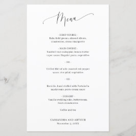 Enkel klassisk Elegant bröllop-meny
