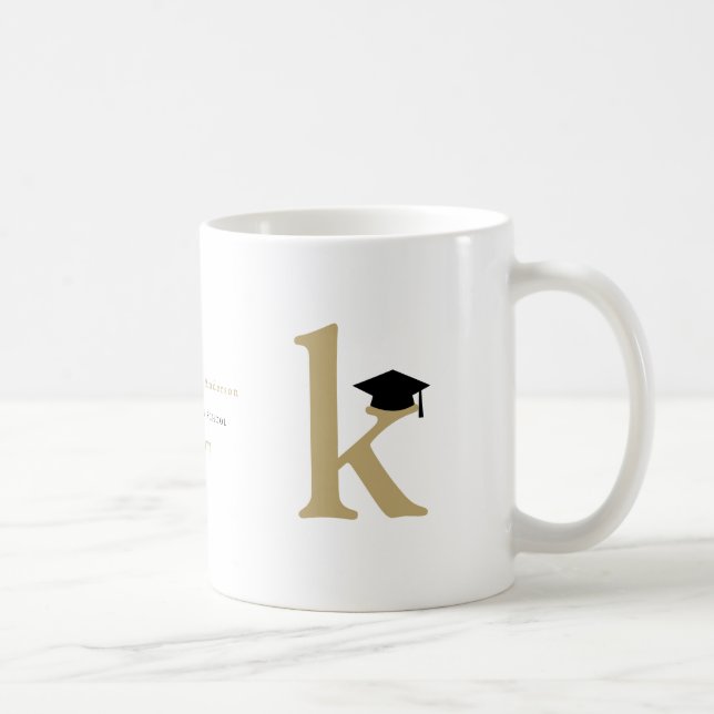 Enkel Klassisk Examensmonogram Modern Examenmössa Kaffemugg (Höger)