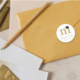 Enkel klassisk Grad Monogram Modern Studentmössa Runt Klistermärke