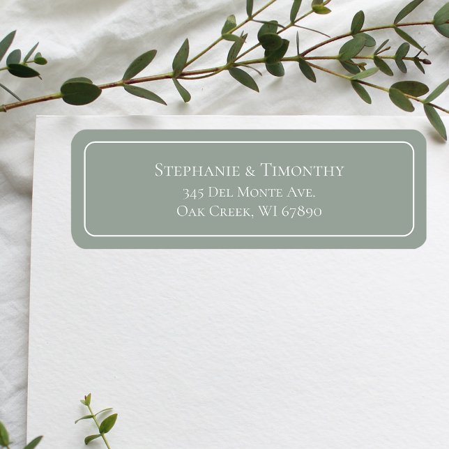 Enkel klassisk Grönt Bröllop Returadress Returadress Etikett (Effortlessly manage wedding correspondence with our simple return labels, ensuring seamless mailing.)