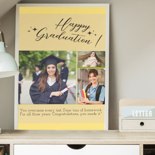 Enkel klassisk Gult Pappra Lycklig-Studenten-dagen Poster