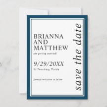 Enkel klassisk marin blå Bröllop spara datum