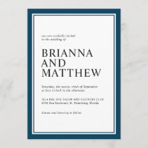 Enkel klassisk marin och vit Bröllop