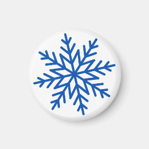 Enkel klassisk modern stor blå snöflinga magnet