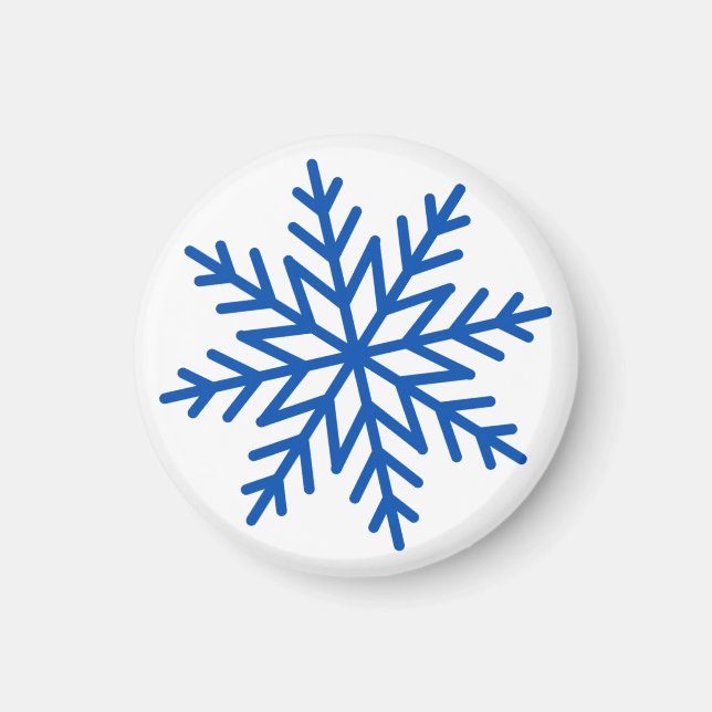 Enkel klassisk modern stor blå snöflinga magnet (Framsidan)