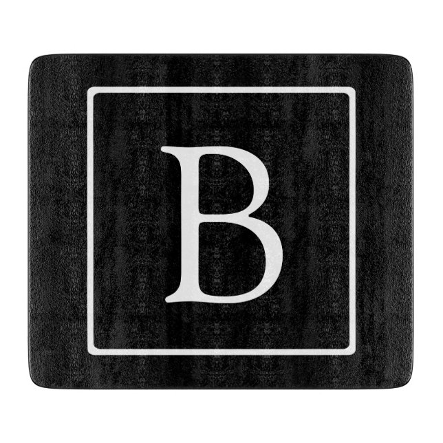 Enkel Klassisk Monogram | Svart med Vit Text (Framsidan)