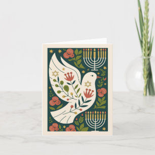 Enkel Klassisk och Elegant Fred och ljus Hanukka Helgkort