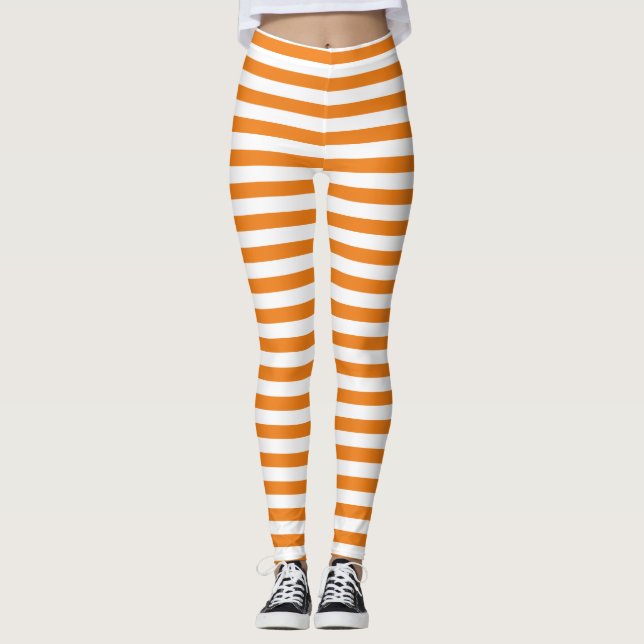 Enkel klassisk Orange och vit stripe Leggings (Framsida)