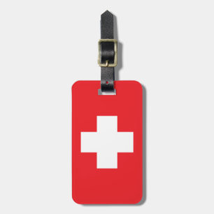 Enkel Klassisk Schweiz Röd Vit Schweizisk Kors Bagagebricka