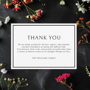 Enkel klassisk svart Ram-begravningssympati Tack Kort
