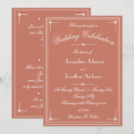 Enkel Klassisk Terrakotta Vit Allt-i-ett Bröllop Inbjudningar